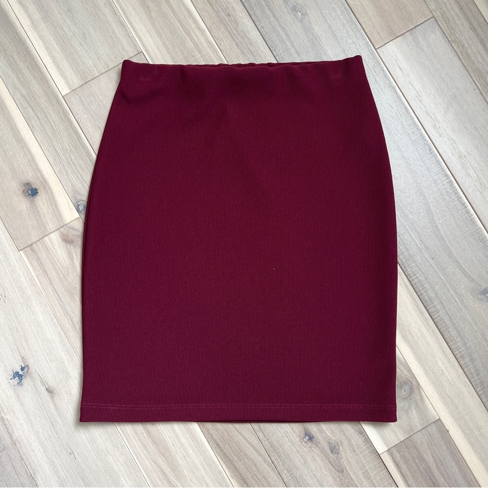 burgundy mini skirt